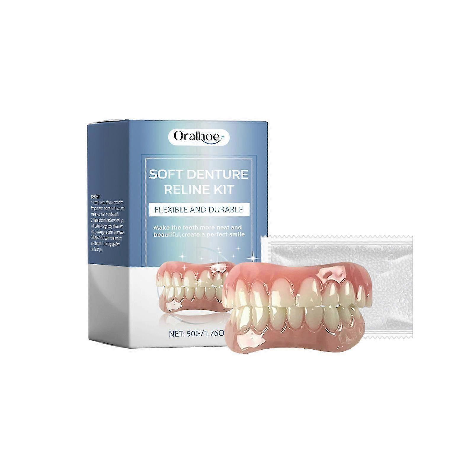 Soft Denture Reline Kit, Denture Kit, Teeth Set, Snap On Dentures Teeth Silicone Denture Top And Bottom Denture