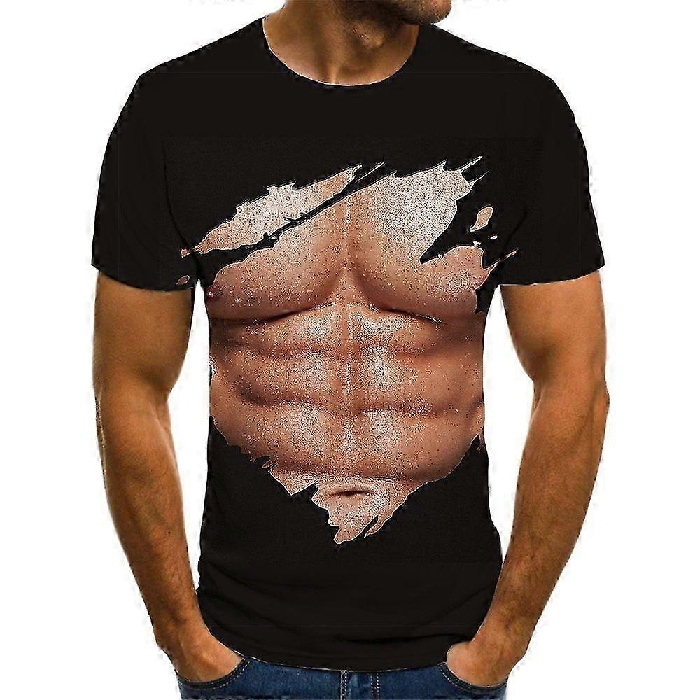 Nové Hot Fitness Body Skin Fake Muscles 3D Print Tričká Pánske Ženy Módne Streetwear Tee Ležérne tetovanie s krátkym rukávom Top
