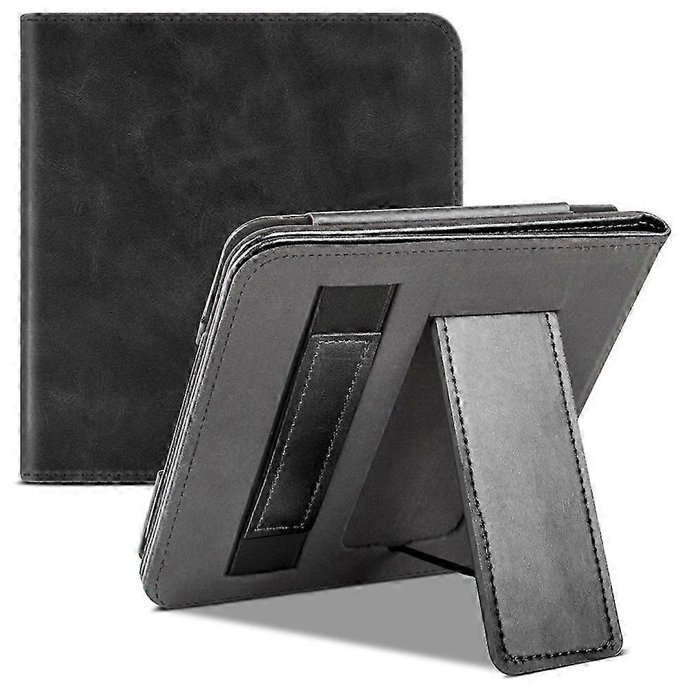 For Kobo Libra 2 N418 Tablet Case Auto Wake/ Sleep PU Leather E-Reader Cover with Hand Strap, Kickstand