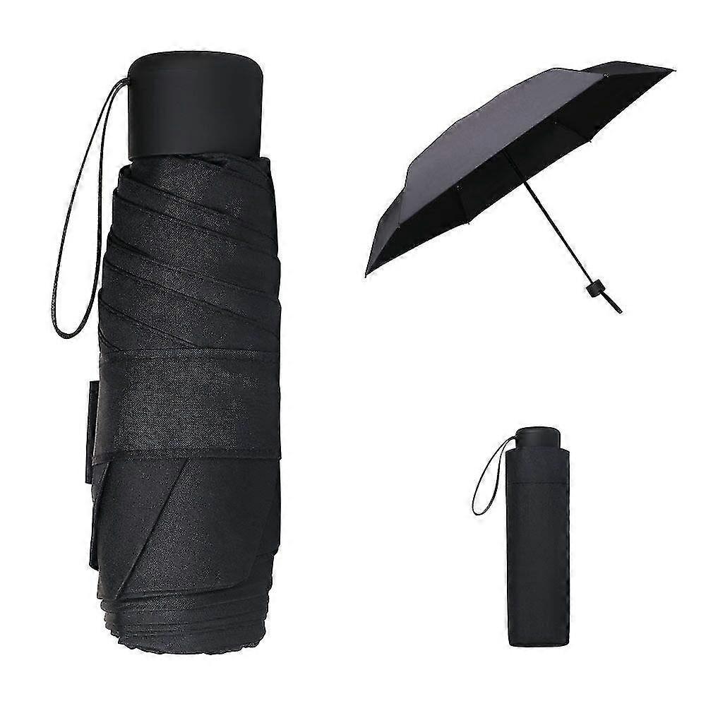 Mini Pocket Umbrella 6-rib tuulenpitävä kompakti taitettava sateelle ja auringolle