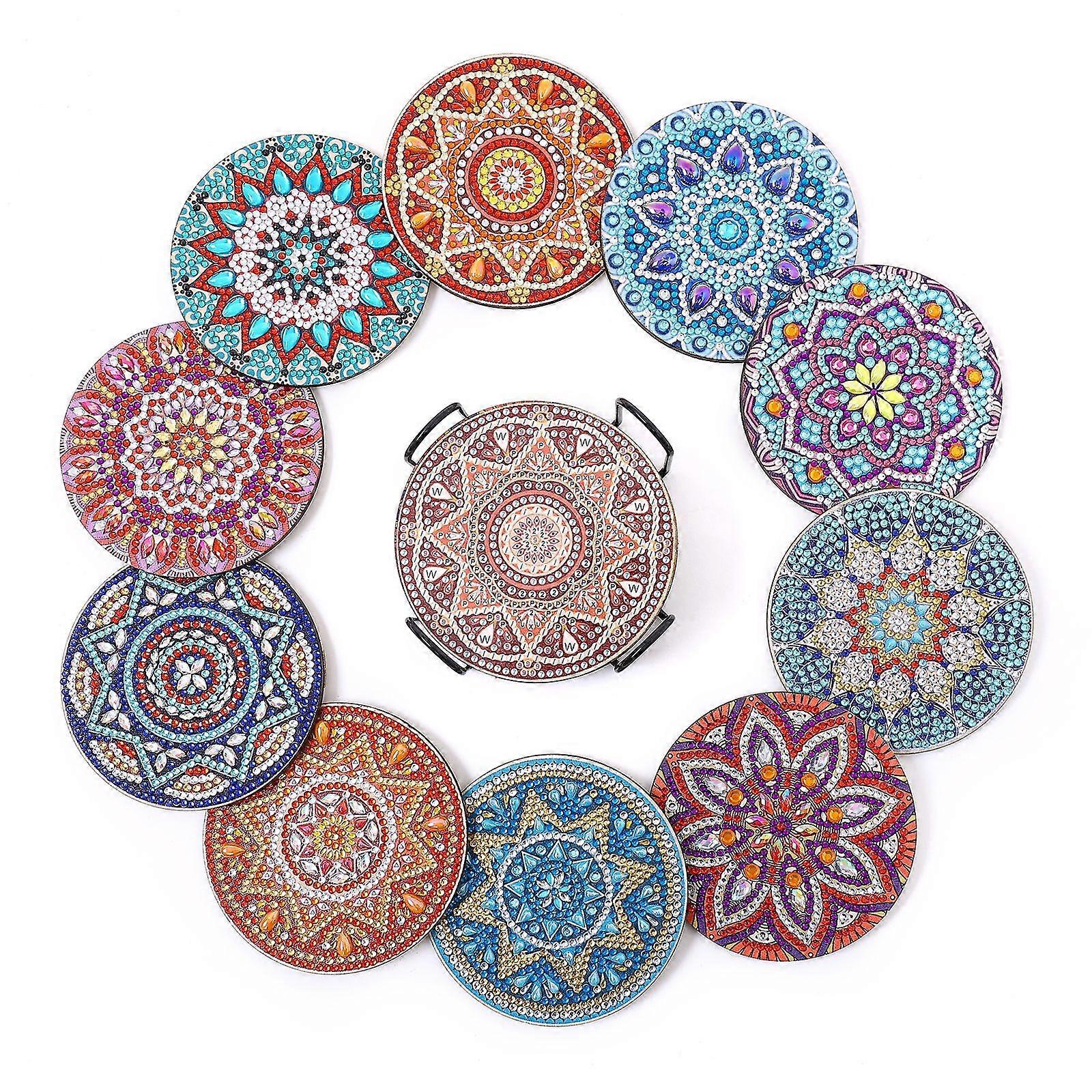 Mandala Diamond Painting Coaster DIY Set with Stand, Colorful
