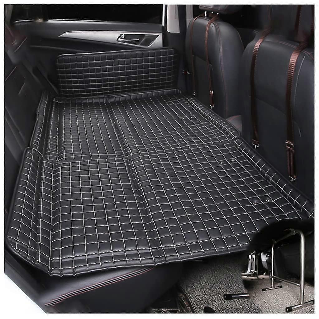 Noninflatable, foldable car mattress, portable with leather surface, holds 300 kg/660 lbs, Blackb135cm
