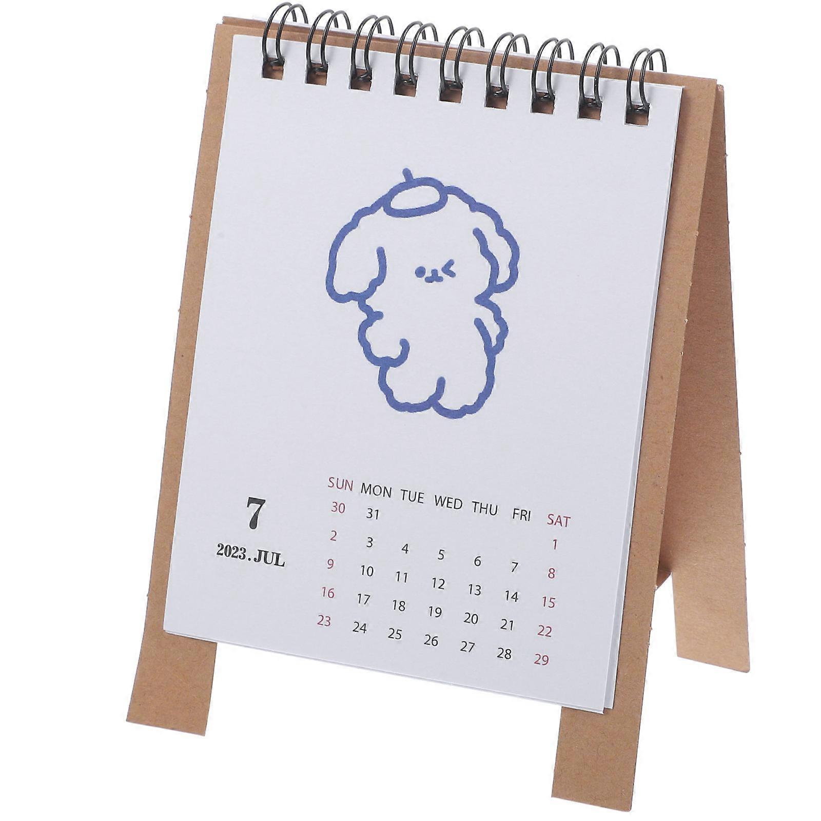 Decorative Standing Calendar Small Desk Planner For Home And Office Stylish Iron Paper Date Marking 1Set