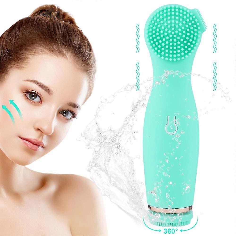 Waterproof Spin & Sonic Vibrating Face Brush With 4 Headsrechargeable-Blue
