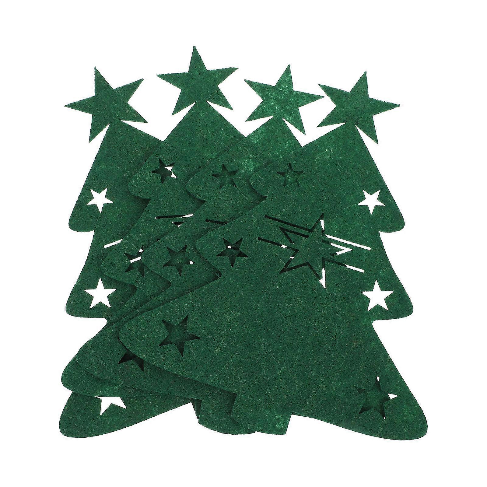 Tree-Shaped Tableware Bag Cutlery Containers Christmas Parties 21X17CM Green Storage 4Pcs