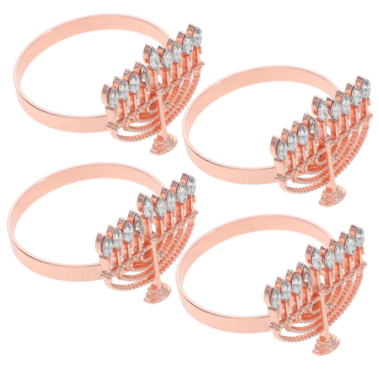 ハヌカナプキンリングビジネスディナー用メタルセルビエットリングを固定ナプキンホールド合金4個