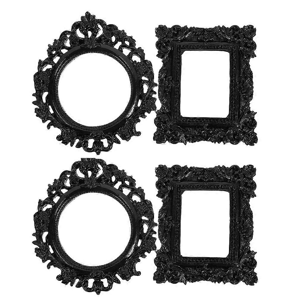 4pcs Lightweight Resin Picture Frames Vintage Mini Photo Frames for Tabletop Display Decorative Props for Photography and Home Use Compact Portable