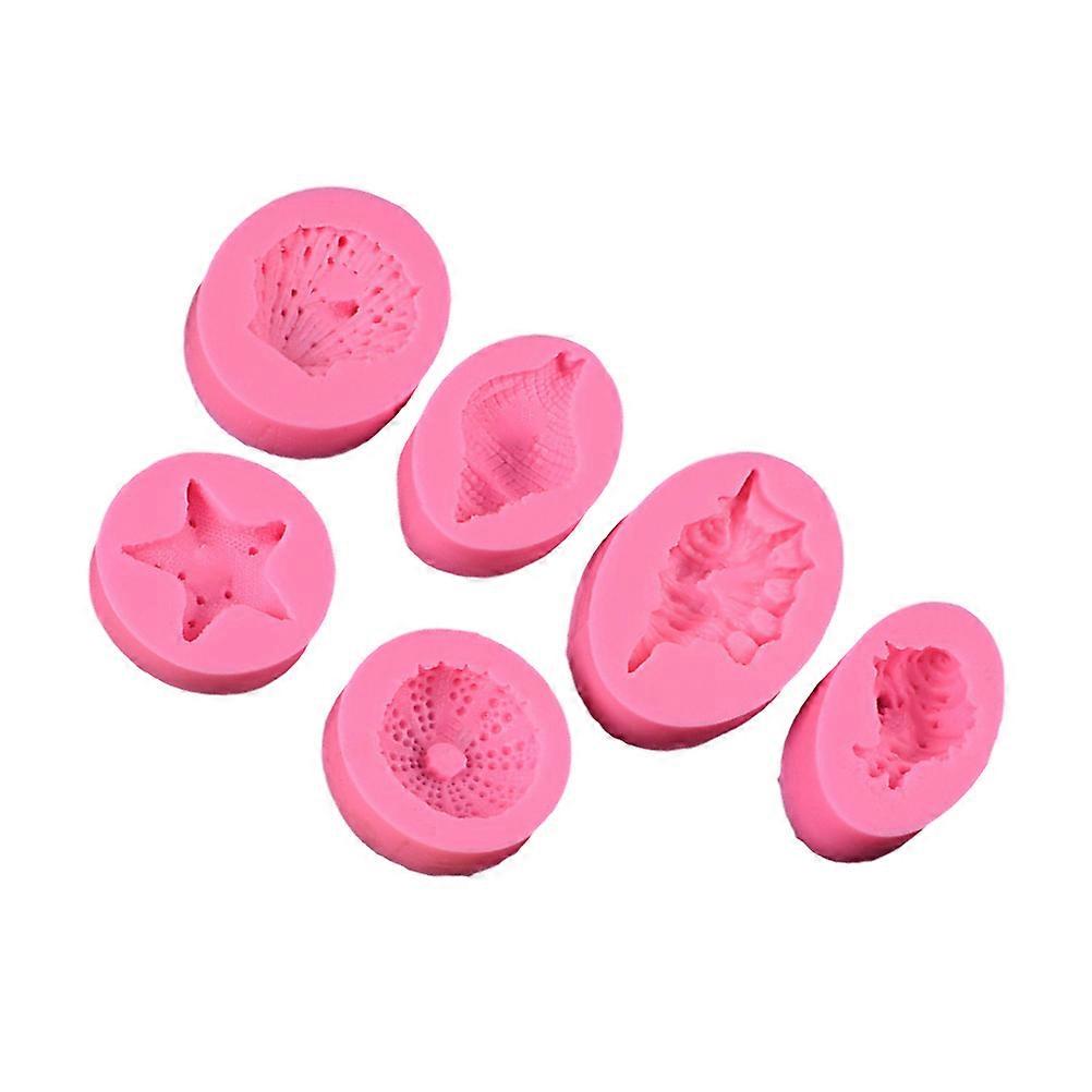 Safe for Food Ocean Series Cake Mold Handmade Biscuit Moulds for Baking Pink 6Pcs