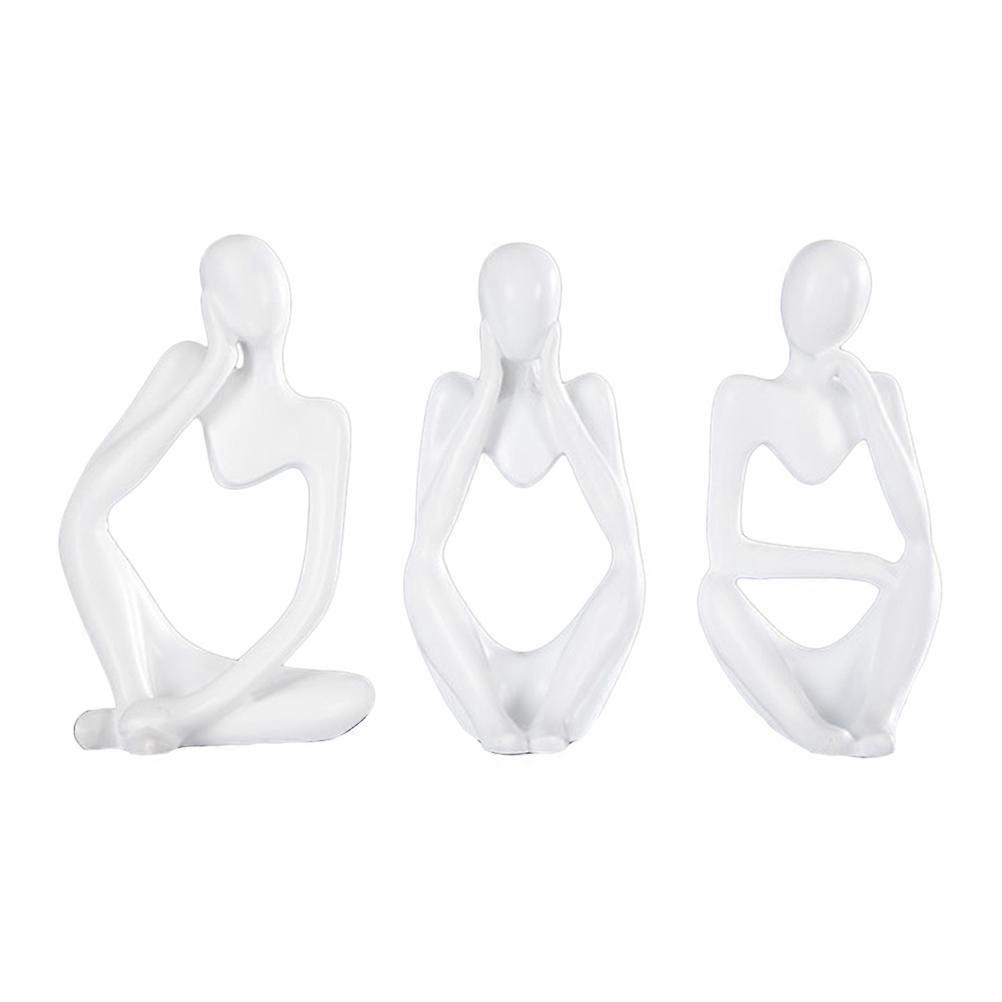 Sitting Thinker Statue Everyone Modern Abstract Sculpture Desk Decor 5.11X2.36X2.16Inch 3Pcs