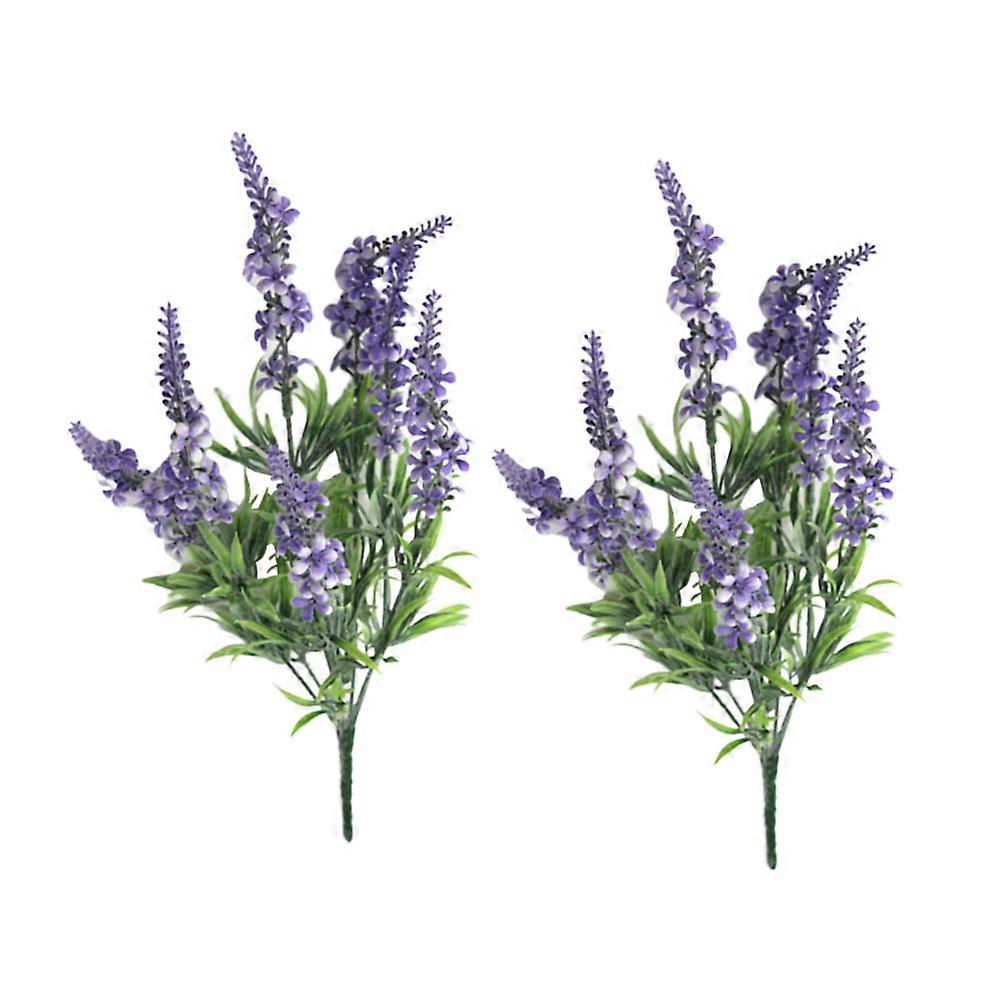 Plastic Simulation Lavender Plant Adornment for Decoration 2Pcs