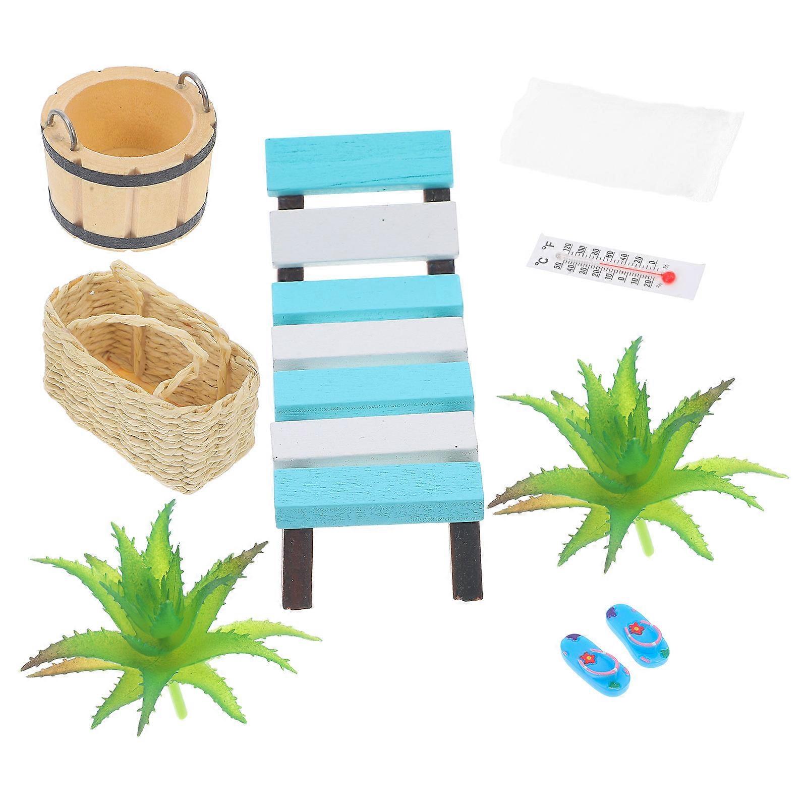 Beach Style Mini Ornament Mini Desk Ornament Scene Layout Props For Miniature Enthusiasts 1Set