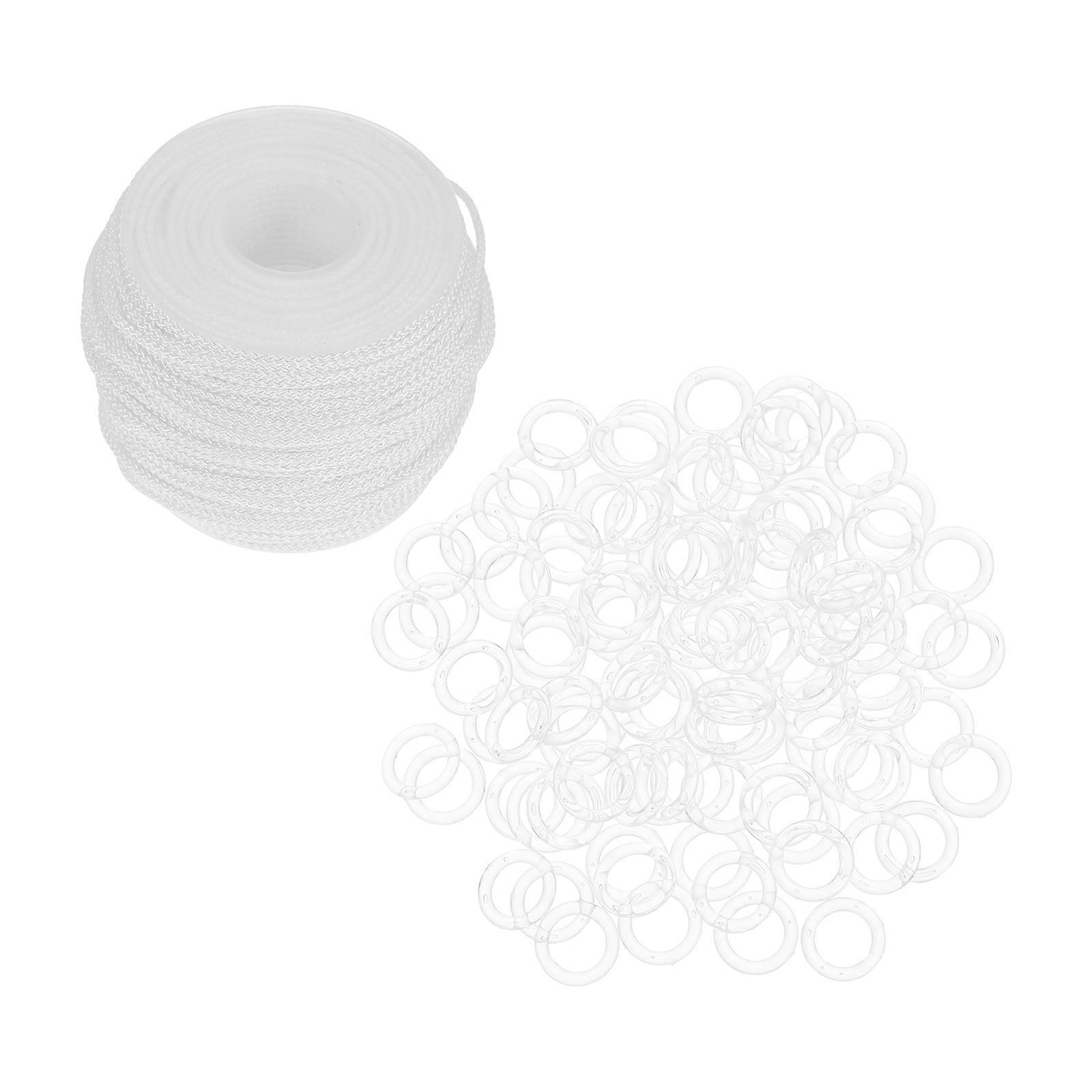 Heavy Duty Roman Shade Curtain Rings with String Kit Transparent Hoops for Easy Installation and Repair of Various Curtain Styles