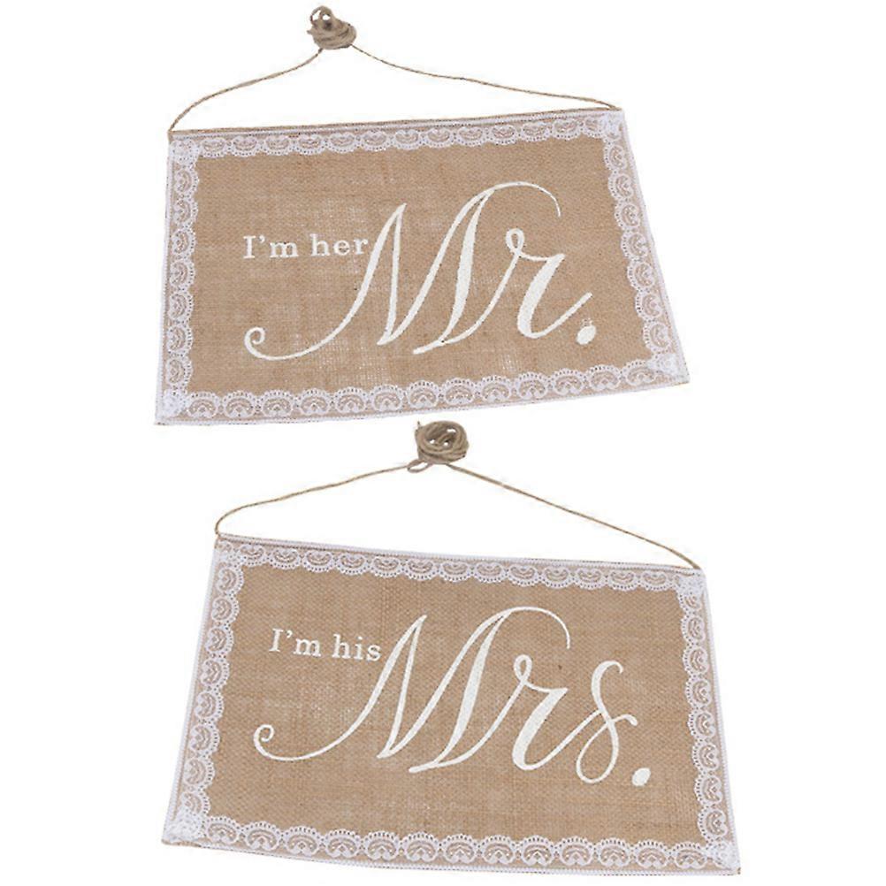 Wedding Ceremony Sign Chair Banners Rectangular Jute 36x23cm 2Pcs