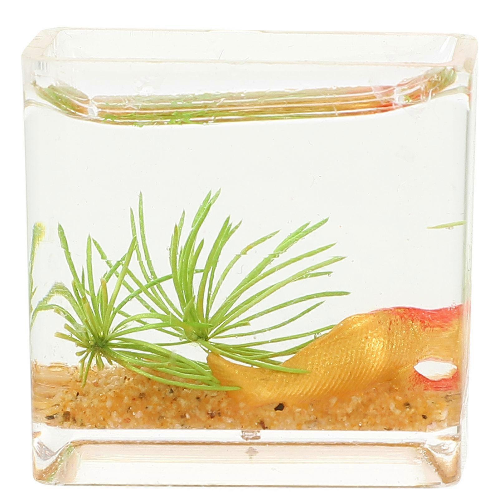 Pretend Fish Tank Miniature Fish Tank Bookshelf Assorted Color Resin Decoration 1Pack