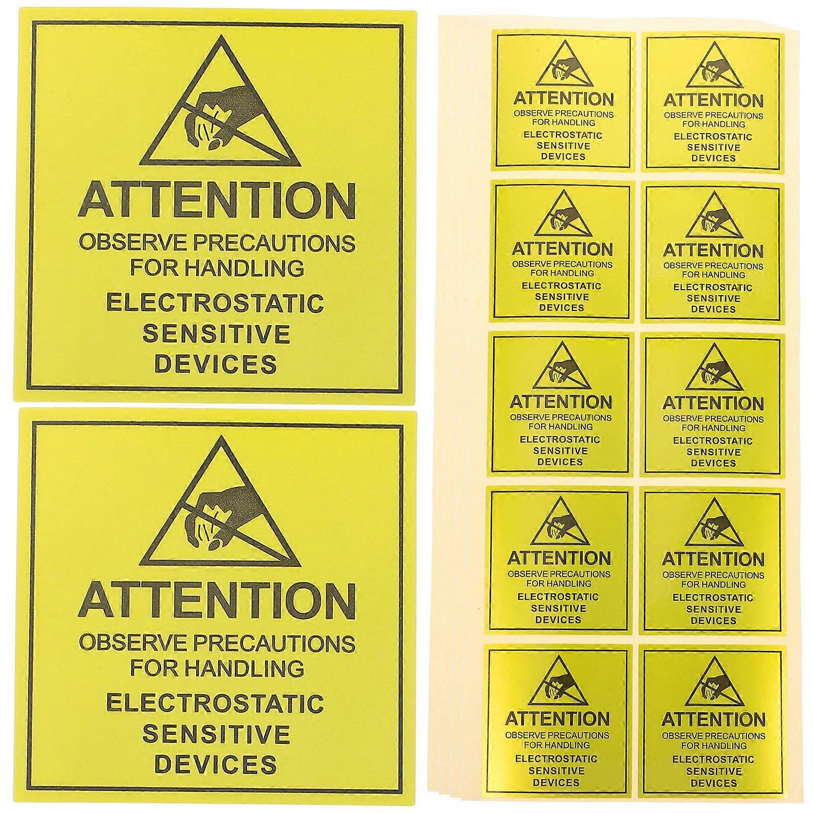 Warning Decal Labels Static Warning Stickers Hard Disk Sealing Labels 50x50mm Yellow Simple Design 450Pcs