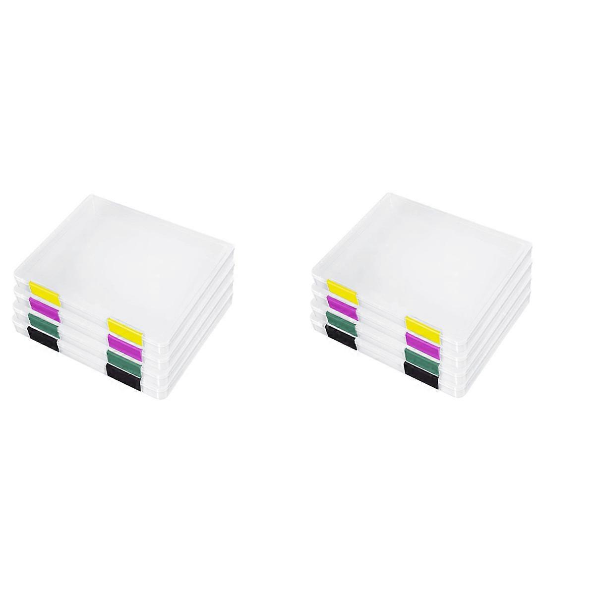 8PCS A4 File Portable Project Case,Portable A4 File Box Plastic Scrapbook Paper Storage Box for 8.5x