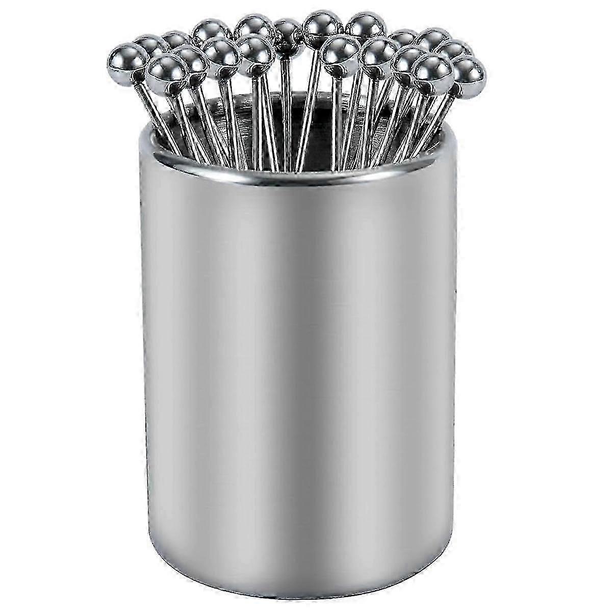 20PCS Metal Cocktail Picks with Holder Kit, Stainless Steel Cocktail Picks, Reusable Cocktail Skewers, Appetizer Skewers hwyNO.178