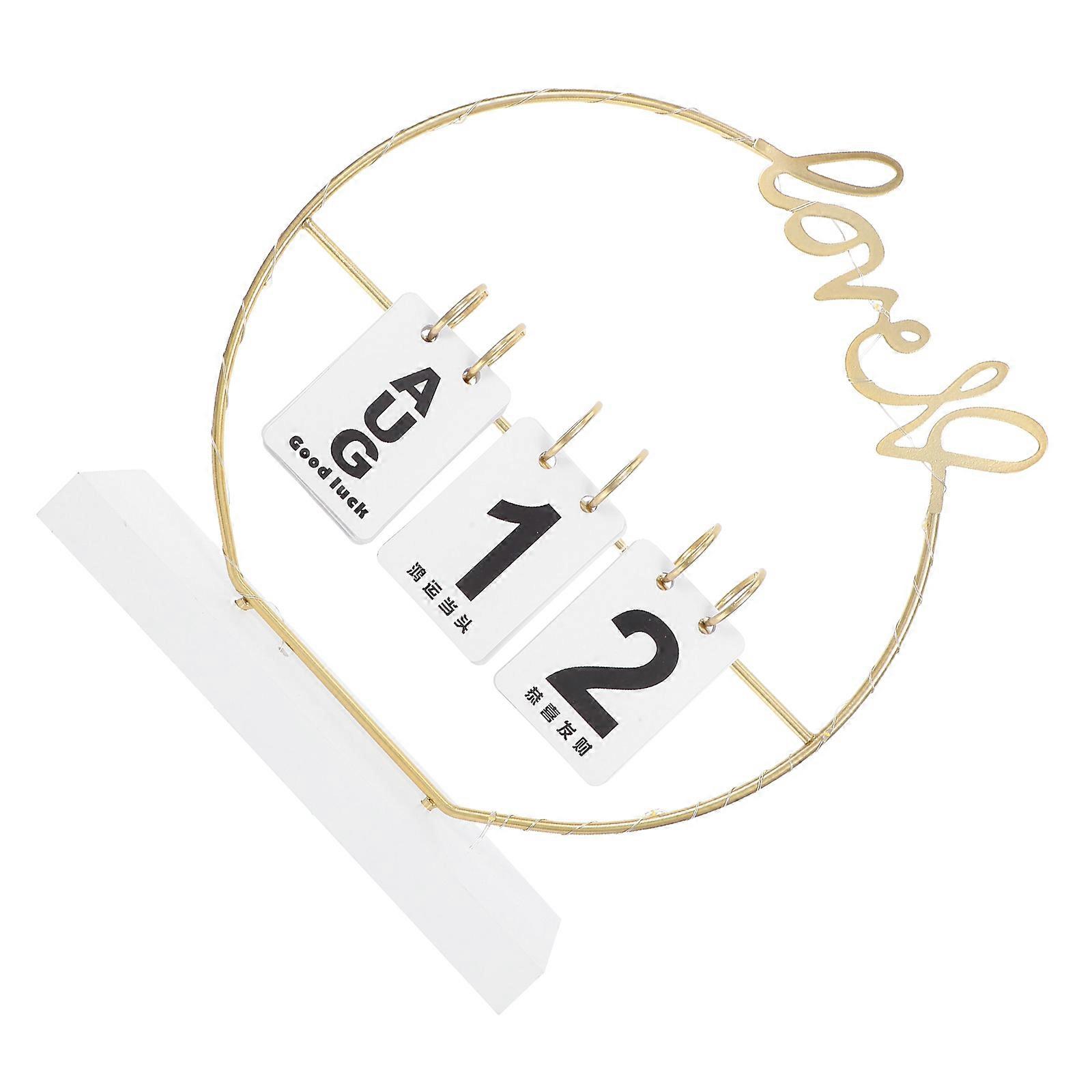 Wooden Desk Calendar with Soft Light Romantic Heart Vintage Flip Design Office Student Organizer Reusable Desktop Decoration