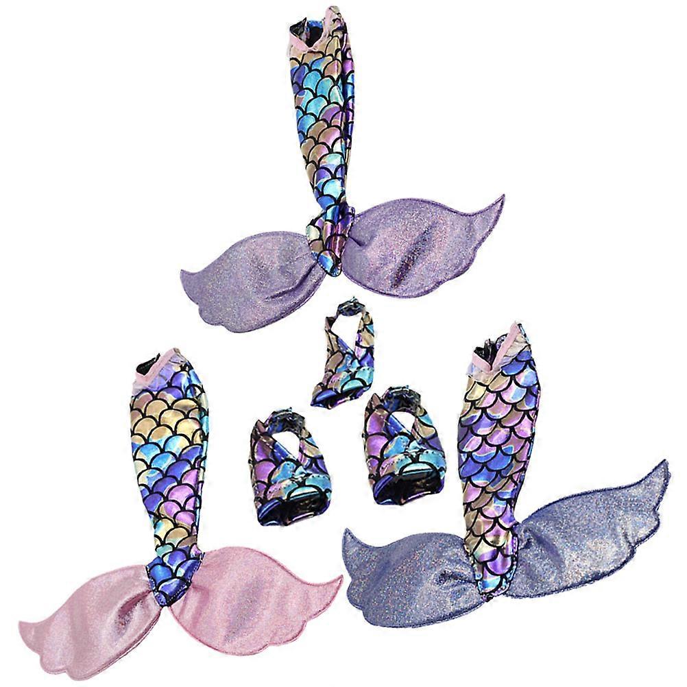 3 Sets Reusable Doll Dresses for Mermaid Inspired Skirts in Blue, Pink, and Purple – Encourages Creative Play and Imagination Development