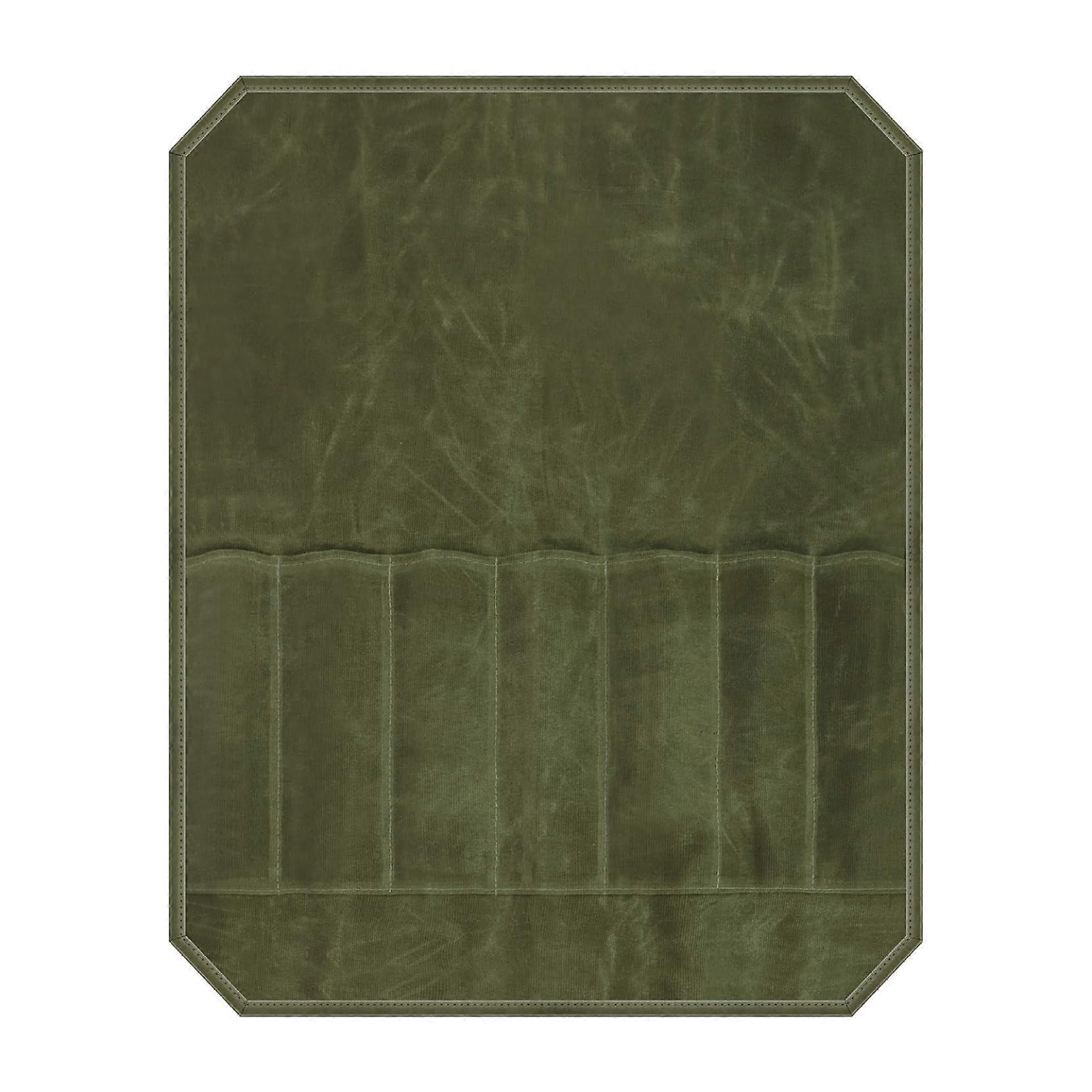 Knife Roll 7 Slot Canvas Knife Bag - Portable Chef Roll-up with Long Secure Cord for Cooking School BBQ Picnic