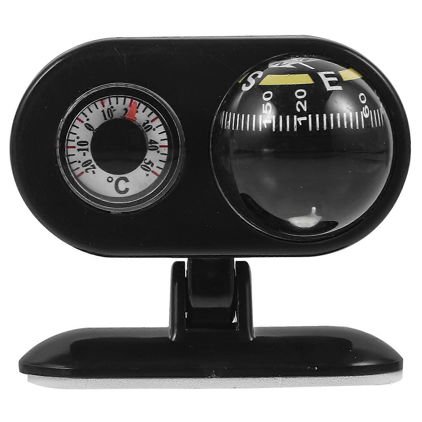 Compass Auto Car Dashboard Thermometer Road Trips Plastic 5.50X5.50X2.50CM 1Pcs