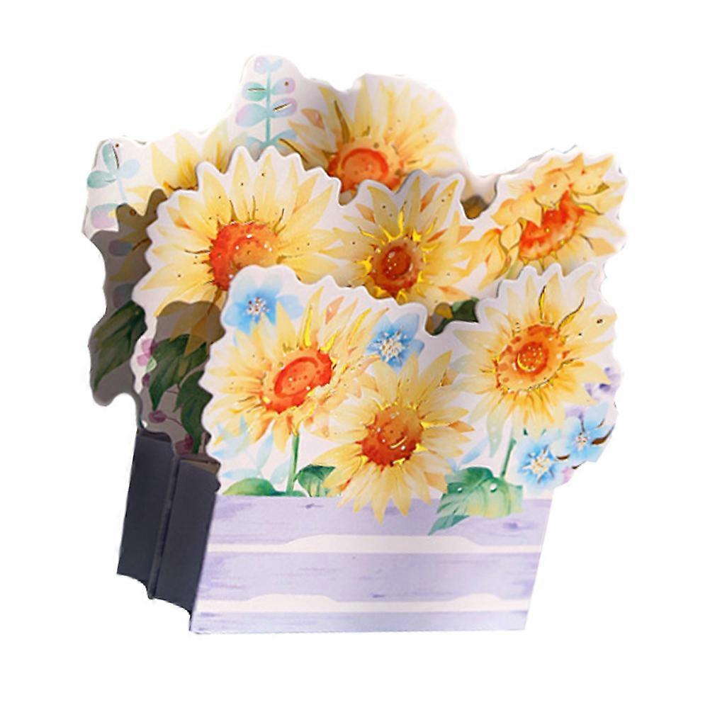 Creative Flower Greeting Card For Festival Occasions Sky-Blue 14.5x13.5cm 3D Design 1Set