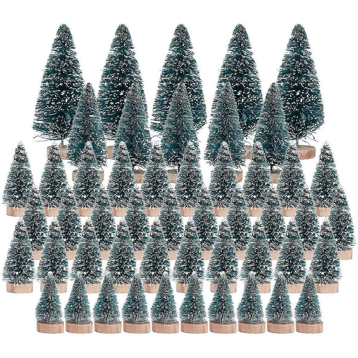 50PCS Miniature Artificial Christmas Tree Small Snow Frost Trees Pine Trees Christmas DIY Party Deco