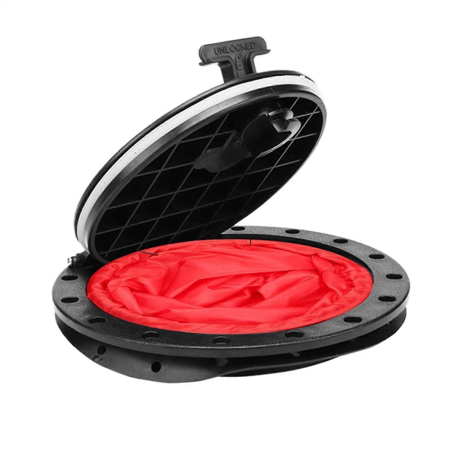 غطاء كاياك لوك غطاء فتحة قارب بحري مقاوم للانزلاق مع حقيبة تخزين أسود أحمر 25 × 3 سم