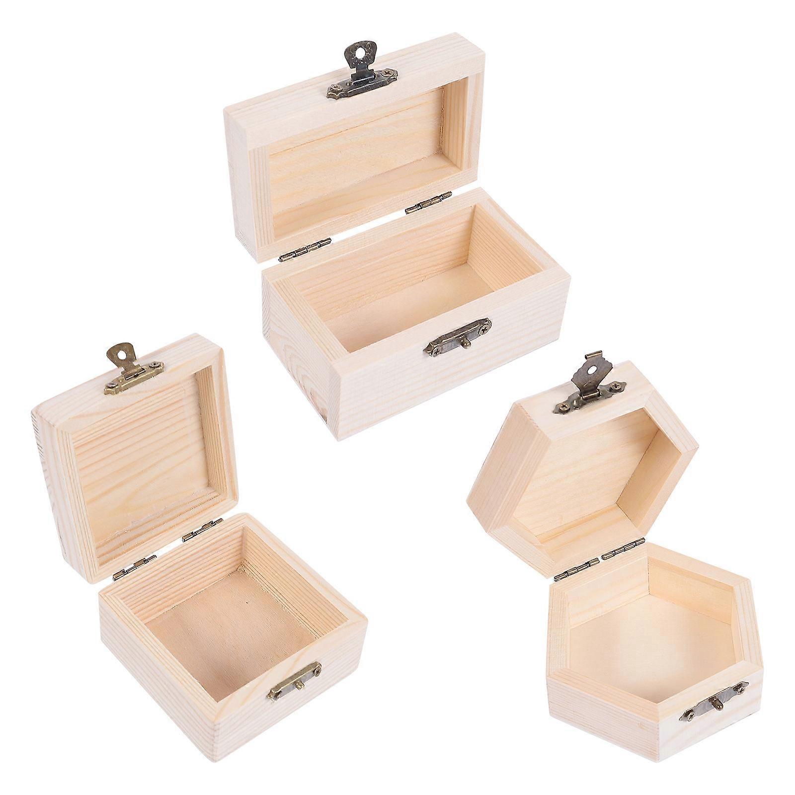 Unfinished Decorative Boxes Kids Jewelry Boxes Craft Time Rectangle 3Pcs