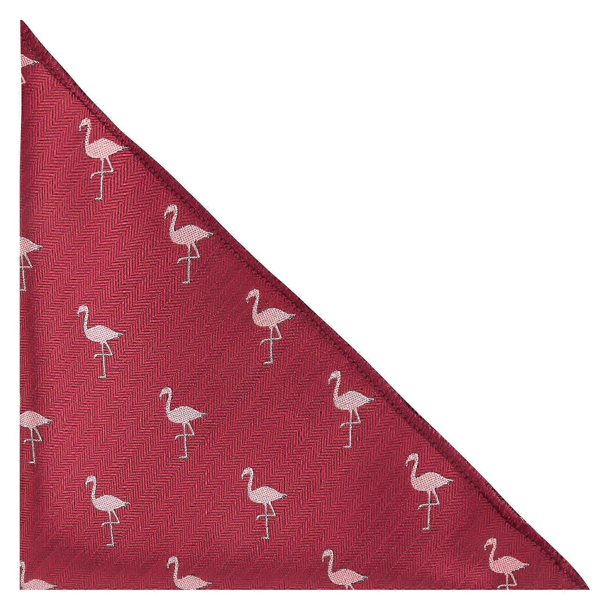 Burgunderrotes Flamingo-Einstecktuch mit Fischgrätmuster