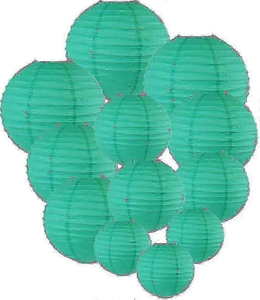 12 Pcs Multicolor Round Paper Lanterns for Festival Party Anniversary with 4 Sizes
