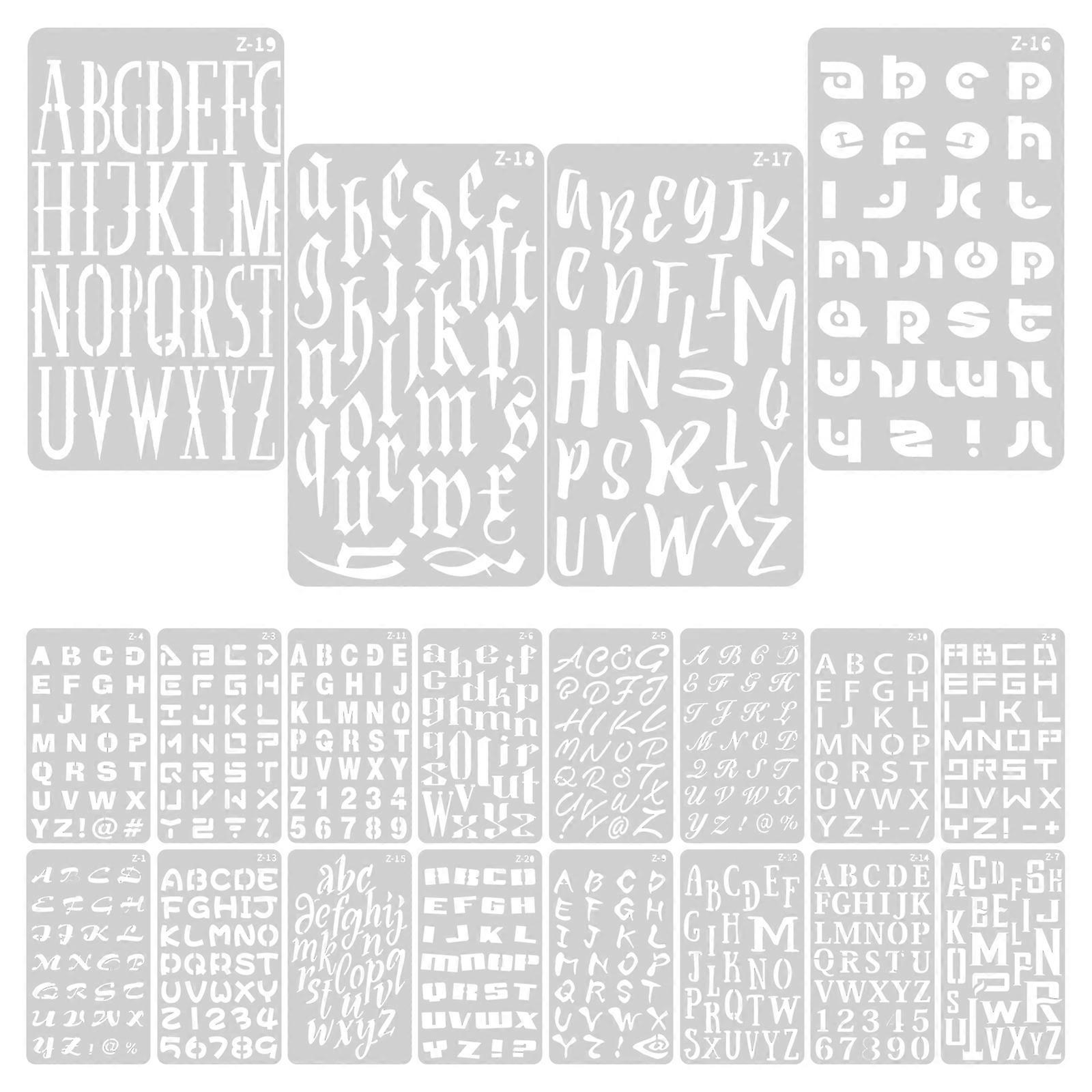 20 Sheets of Reusable Letter Stencils for Painting on Wood Craft Letters Plastic Stencils A6