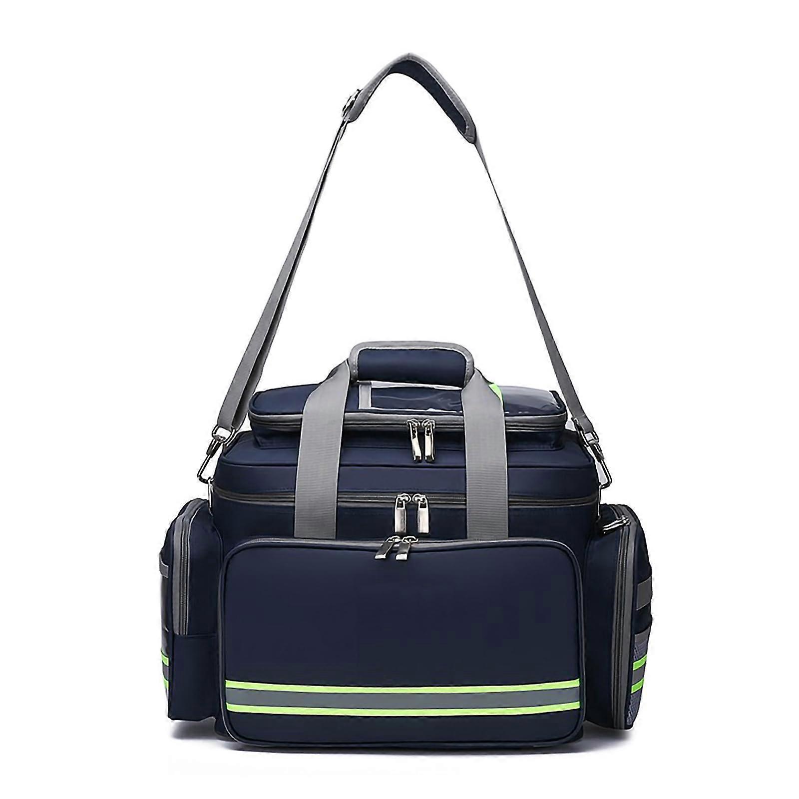 First Responder Trauma Bag Large Capacity First Aid Bag Empty Blue with Reflective Strips for EMS Paramedics Travel