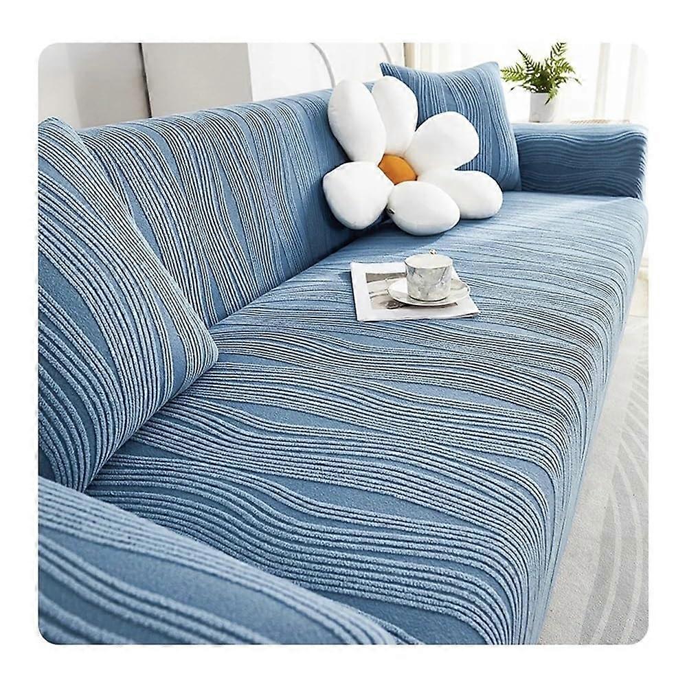 Jacquard Sofa Cover with High Elasticity, Adjustable and Non-Slip Couch Protector, Sky Blue, 70 x 90 cm