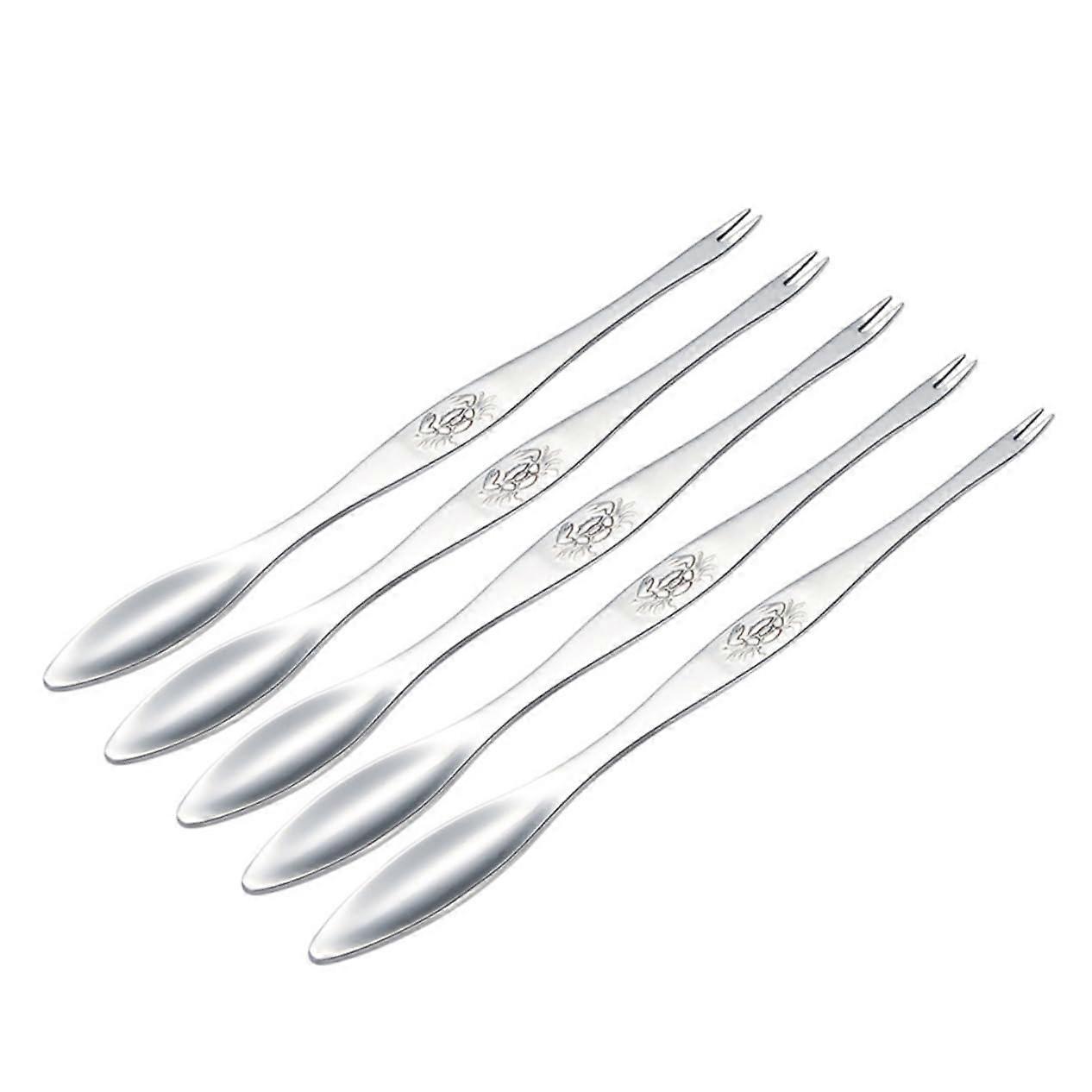 5Piece Stainless Steel Crab Fork Set for Cooking Lobsters, Durable Crab Forks, Crab Catcher Kit, Seafood Tools, Crab Leg Crackers