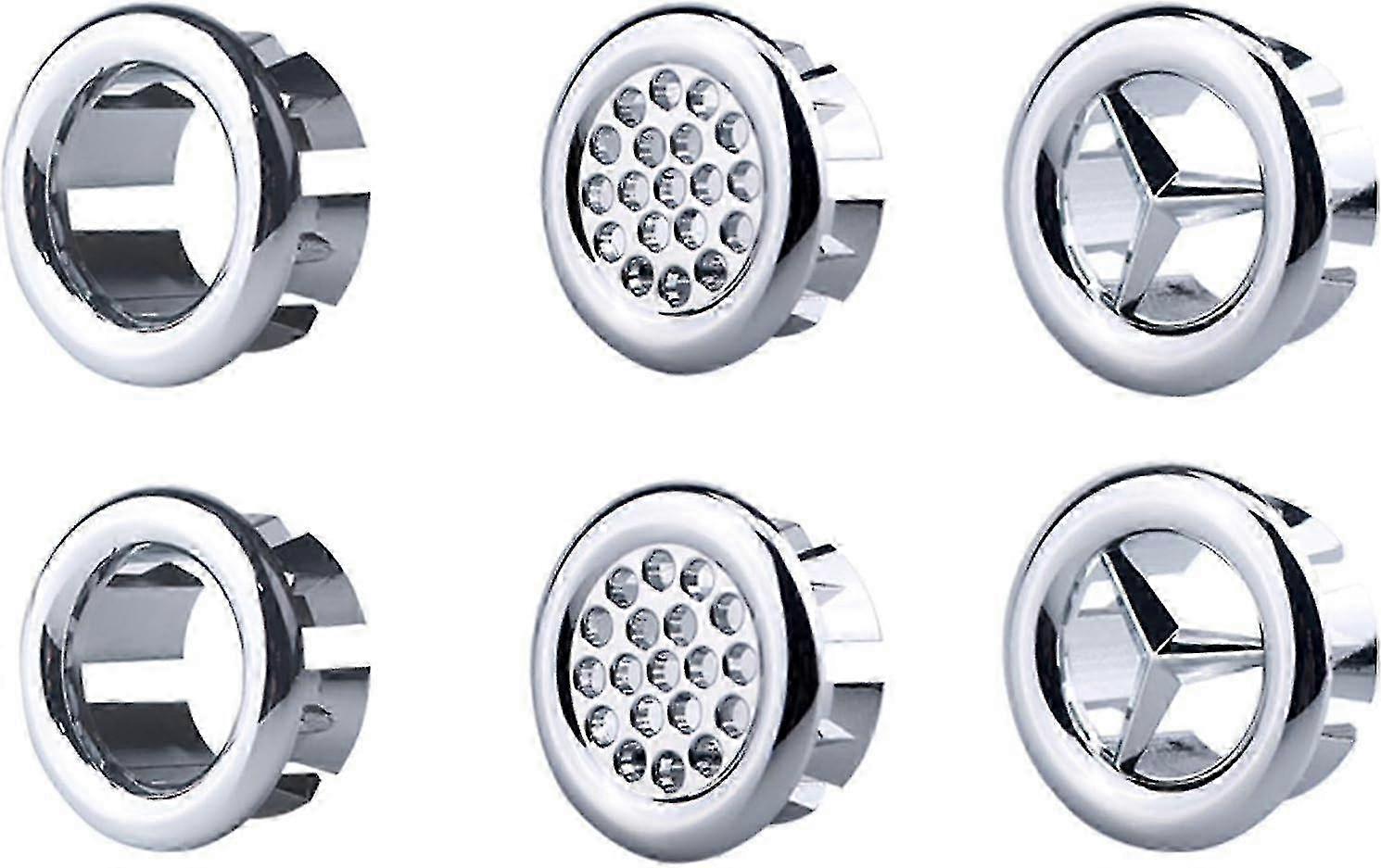 6-piece Decorative Round Cover Insert for Bathroom Sink Overflow (Silver Abs Plastic)