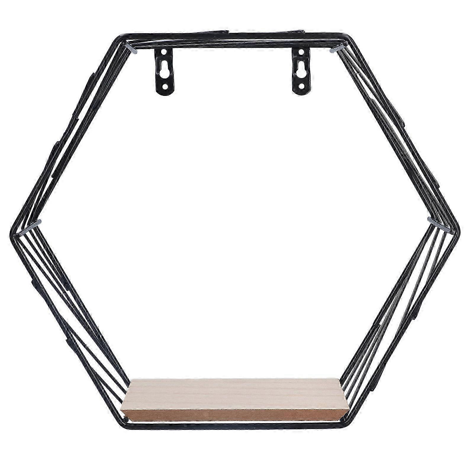 Hexagonal Floating Shelf Wall Mounted Decoration Display Rack Modern Black for Any Room