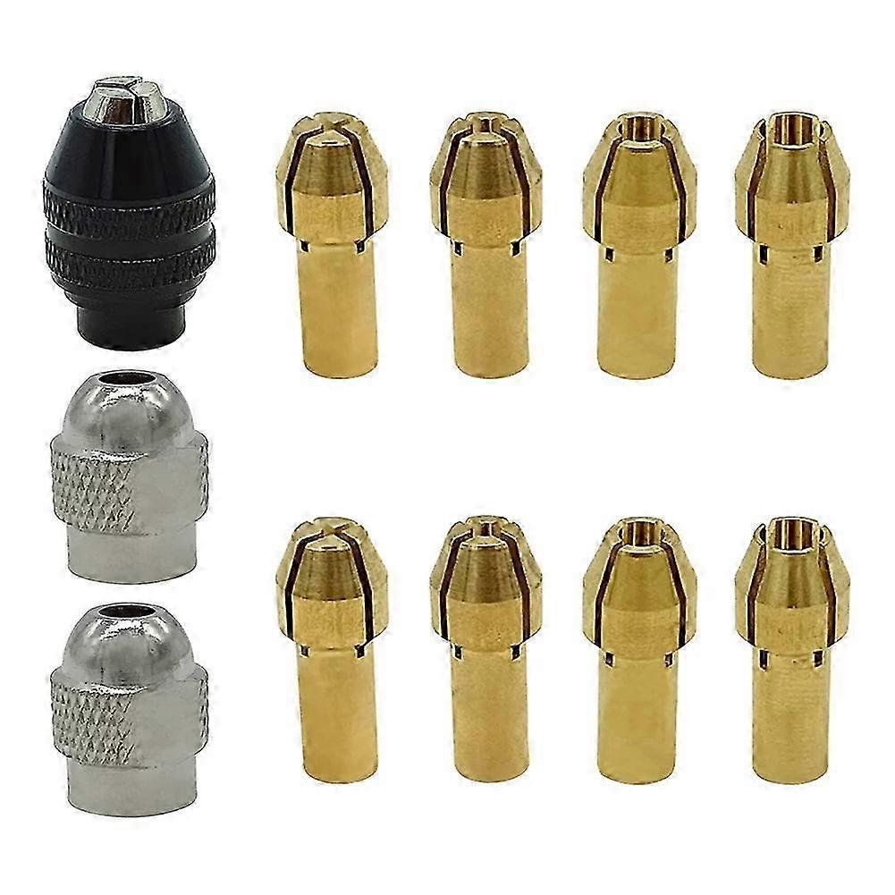 Drill Chuck Collet Set for Dremel, 11 Pcs Replacement 4485 Brass Quick Change Drill Nut Tool Set (1/ Edition 0704