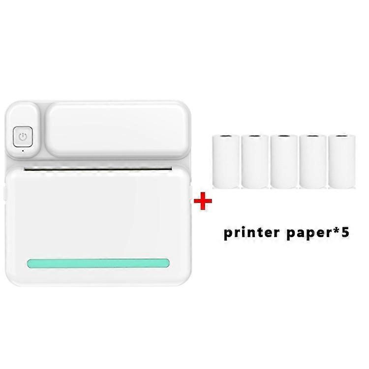 C19 Bluetooth lomme termisk printer blå printerpapir x 5 blå printerpapir x 5