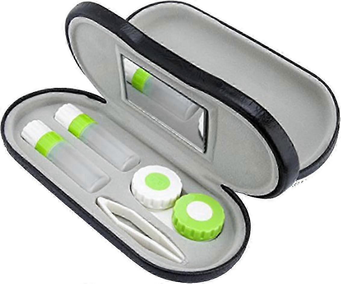 2 in 1 Glasses and Contact Lenses Portable Travel Case M Black