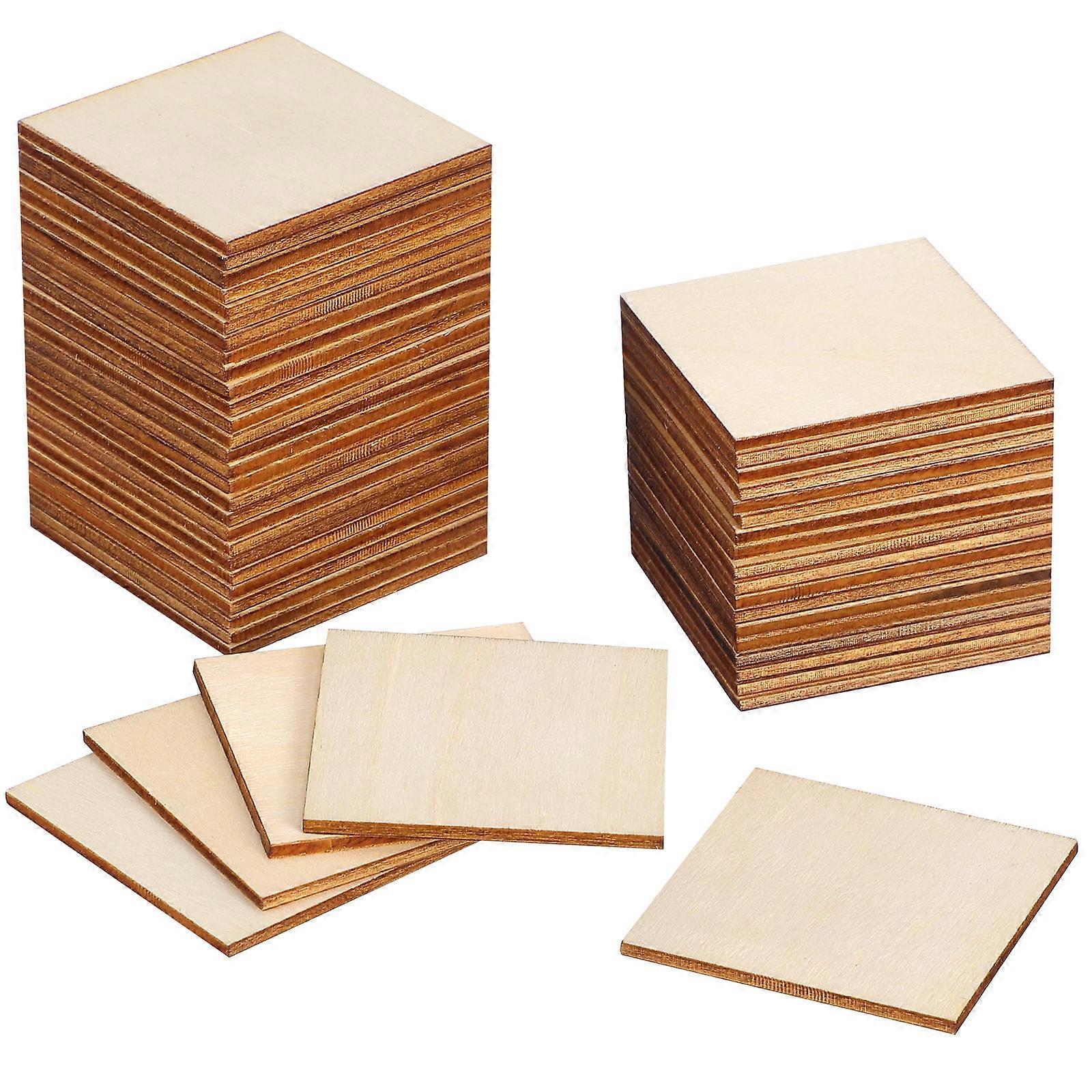 50pcs pièces d’artisanat carrées en bois inachevées pour les projets de bricolage