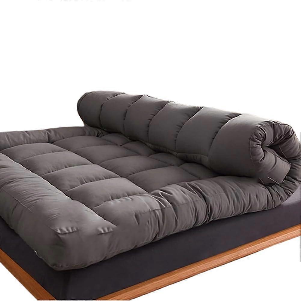 Japanese foldable futon mattress, thick, nonslip floor mat, breathable, rollable, grey 150*200cm.