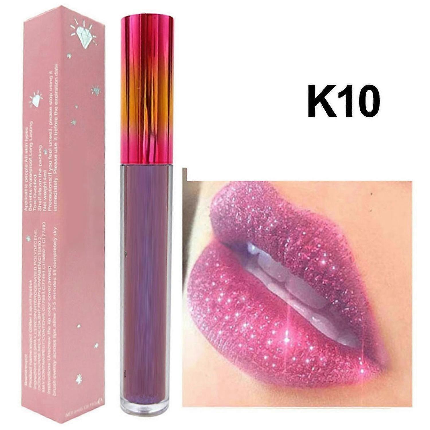 Diamond Lipstick Rouge à lèvres liquide brillant longue durée, non collant, rouge à lèvres résistant à l’eau Gloss pour W