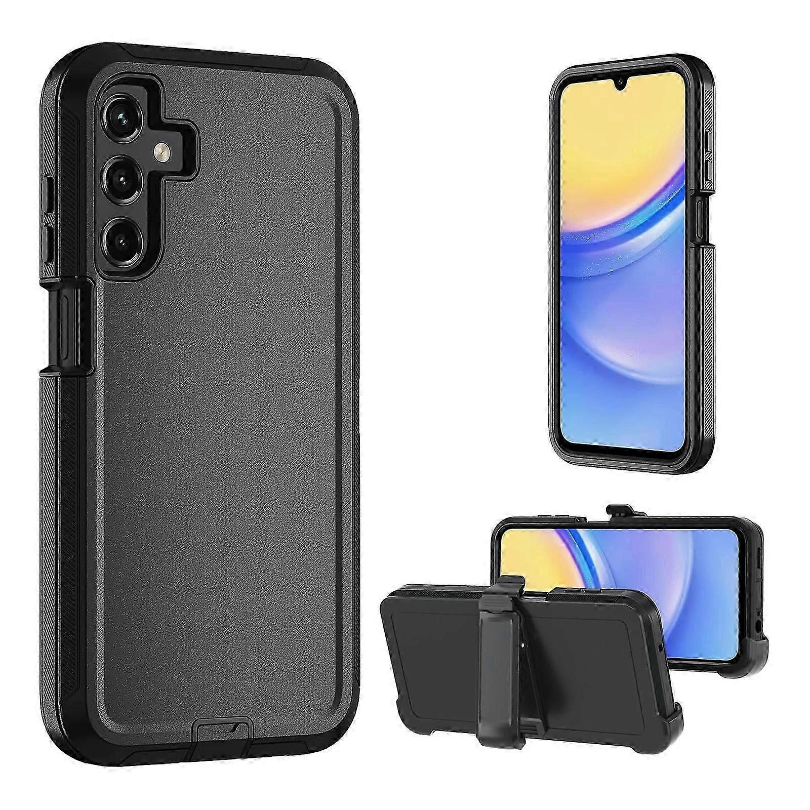 لجراب هاتف Samsung Galaxy A55 ، غطاء شديد التحمل من 3 طبقات مع حافظة مشبك حزام ، غطاء هاتف خليوي واقي عسكري مقاوم للصدمات