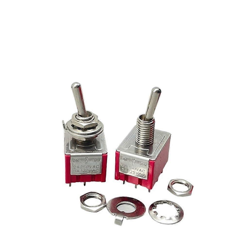 MTS302 MTS303 Red Toggle Switch DPDT Double Pole Double Throw 2 Positions ONON/ONOffON 250V 3A 125V 6A (MTS302 ONOff) Pack of 5