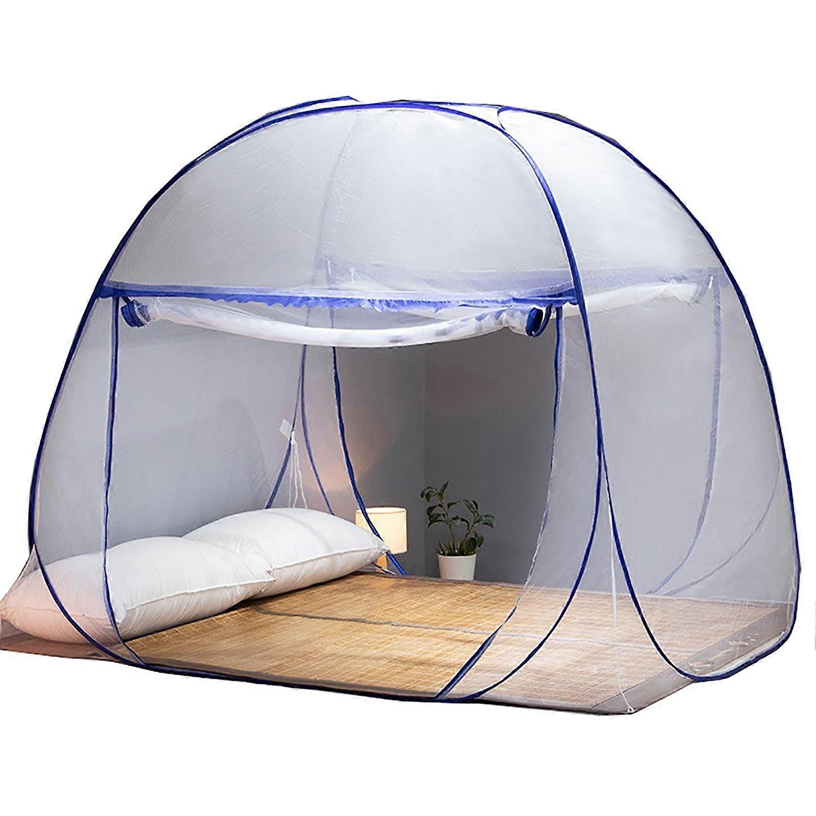 Mosquito Net Bed Canopy Tent for Adults and Kids, Portable Breathable Summer Mosquito Net, Blue 150x200x150 cm