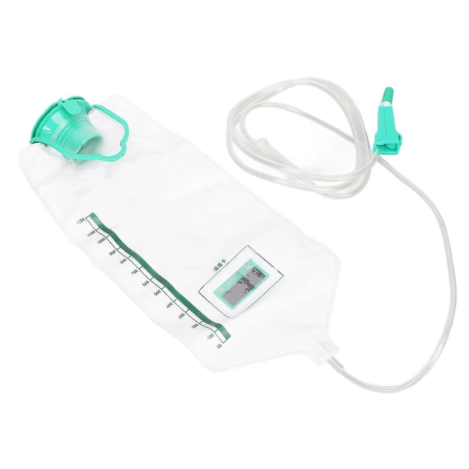 Enema Bag Hydrotherapy Easy Connection PVC Reusable Colon Enema Cleansing Bag for Home 1200ML