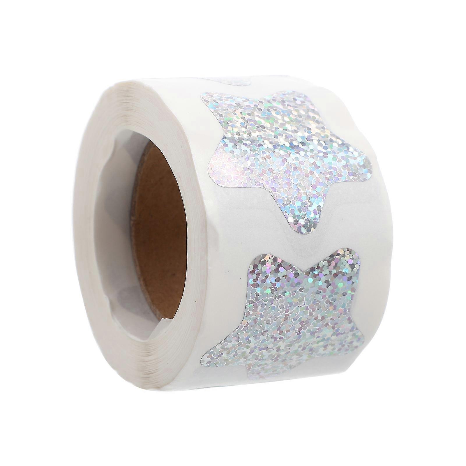 Star Decals Shiny Five-Pointed Stickers Events Behavior Control 3.8x3.8cm Silver 500 per Roll