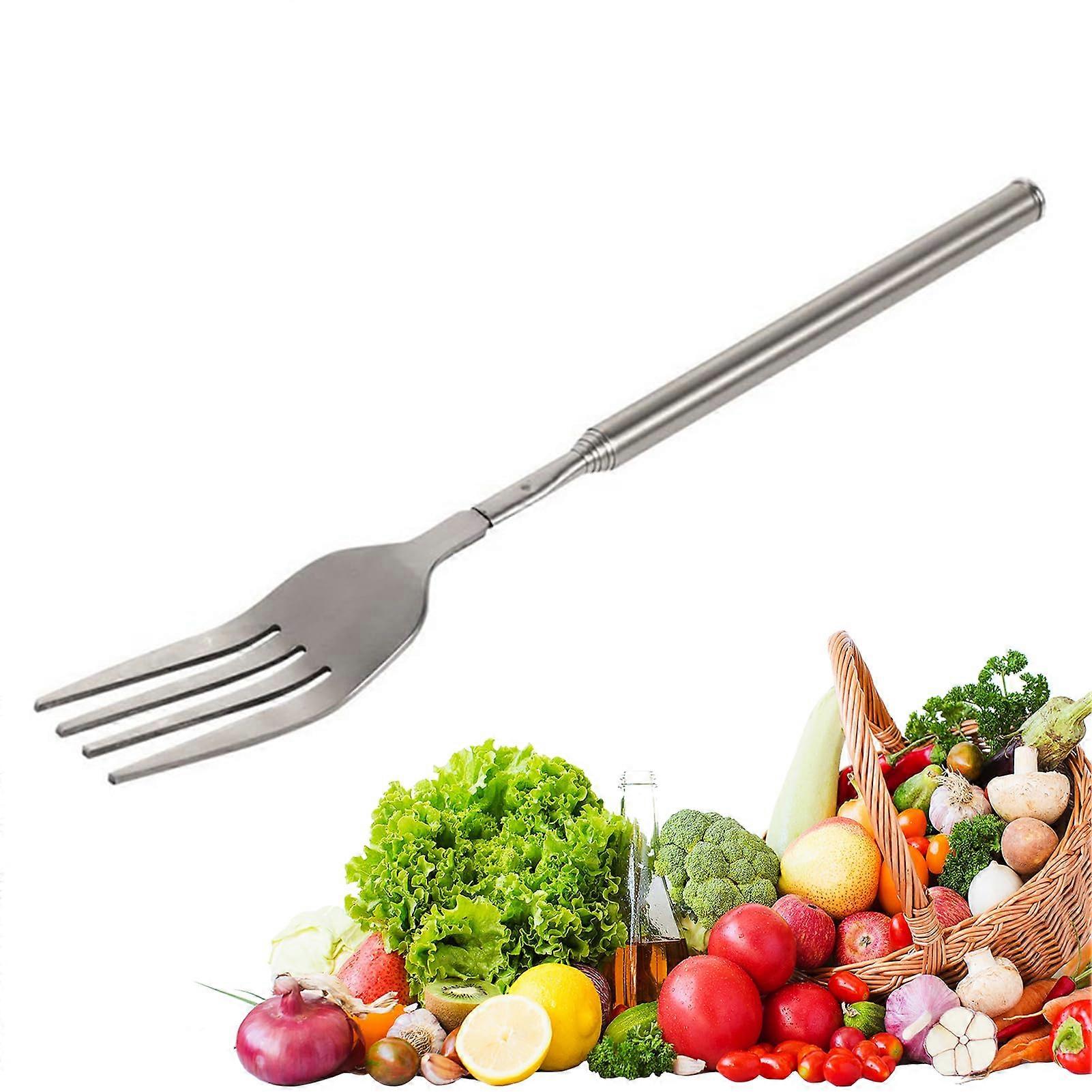 Grill forks, compact and durable grill fork, telescopic meat skewers for grilling, functional meat forks for turning meat, grill skewer fork with loop