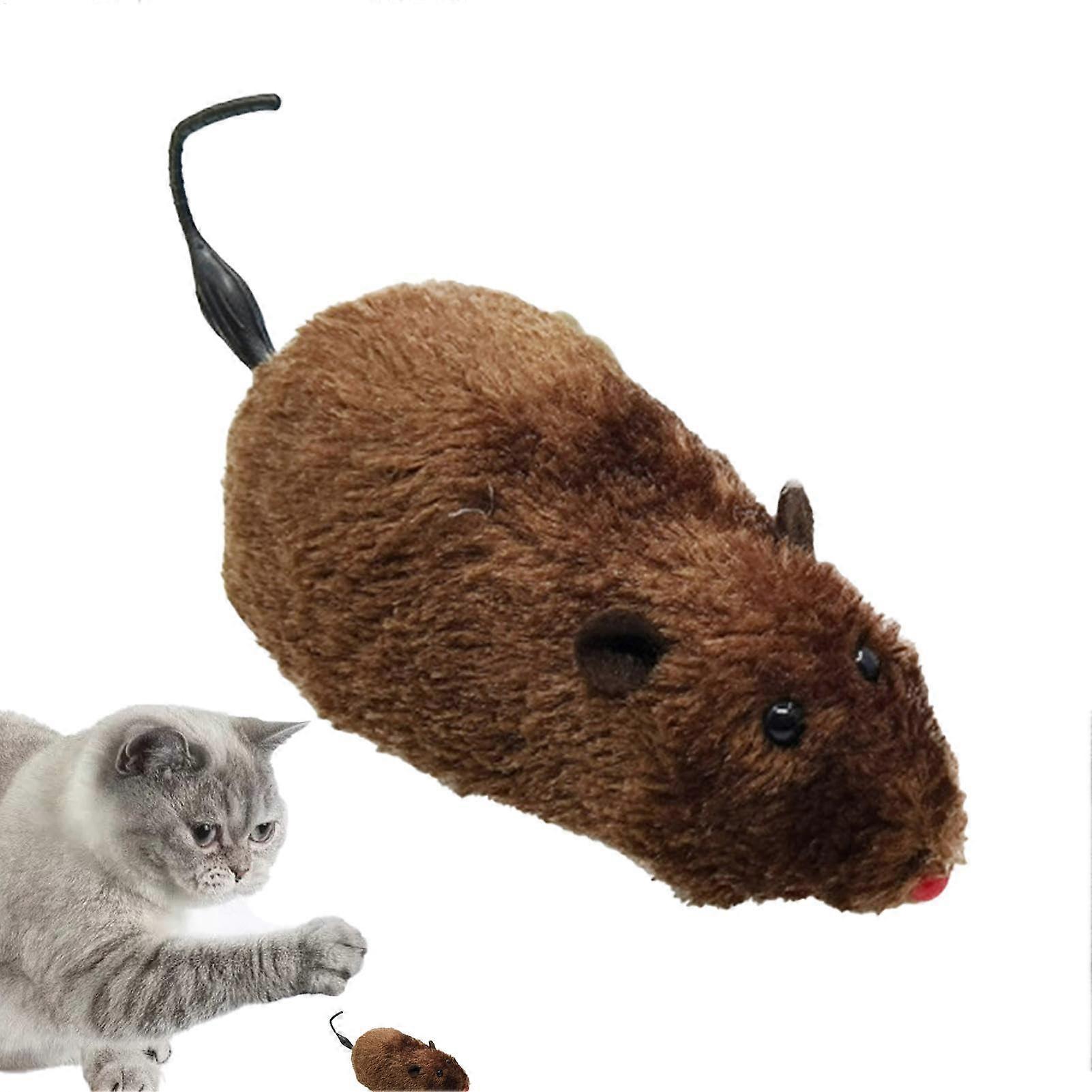 Movable Mouse Cat Toy, WindUp Plush Cat Toy with Movable Mouse